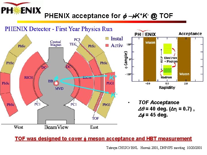 PHENIX acceptance for f K+K- @ TOF f K+ K • TOF Acceptance Dq