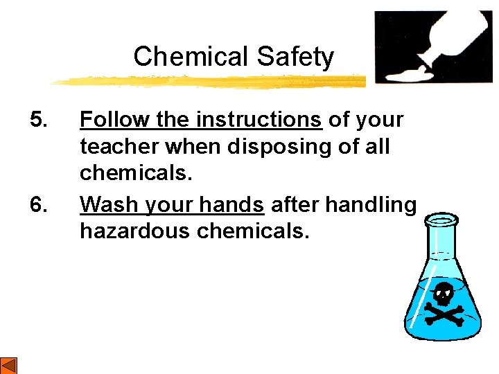 Chemical Safety 5. 6. Follow the instructions of your teacher when disposing of all