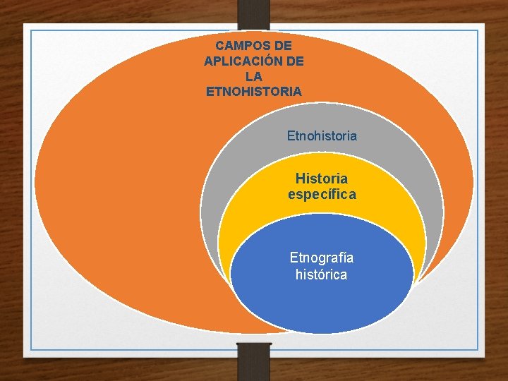 CAMPOS DE APLICACIÓN DE LA ETNOHISTORIA Etnohistoria Historia específica Etnografía histórica 