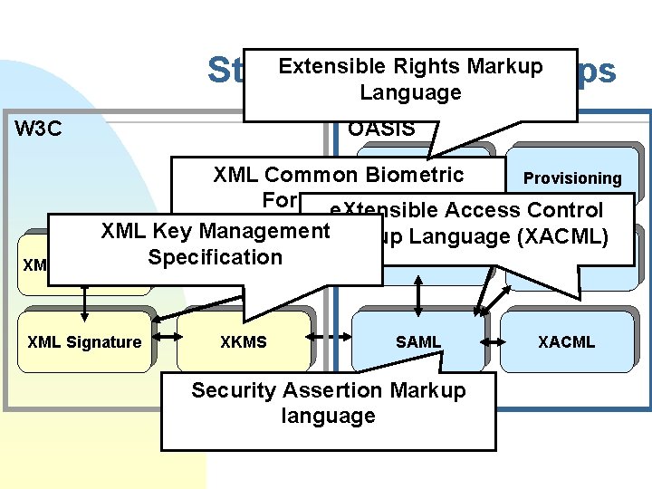 Extensible Rights Markup Standardization Groups Language W 3 C OASIS XML Common Biometric Xr.