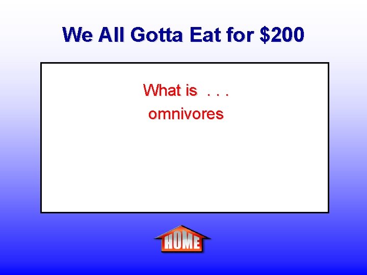 We All Gotta Eat for $200 What is. . . omnivores 