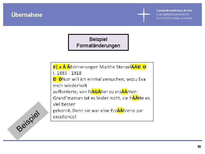 Übernahme Beispiel Formatänderungen 19 