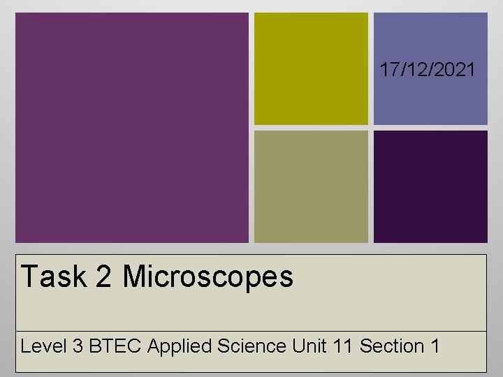 17/12/2021 Task 2 Microscopes Level 3 BTEC Applied Science Unit 11 Section 1 