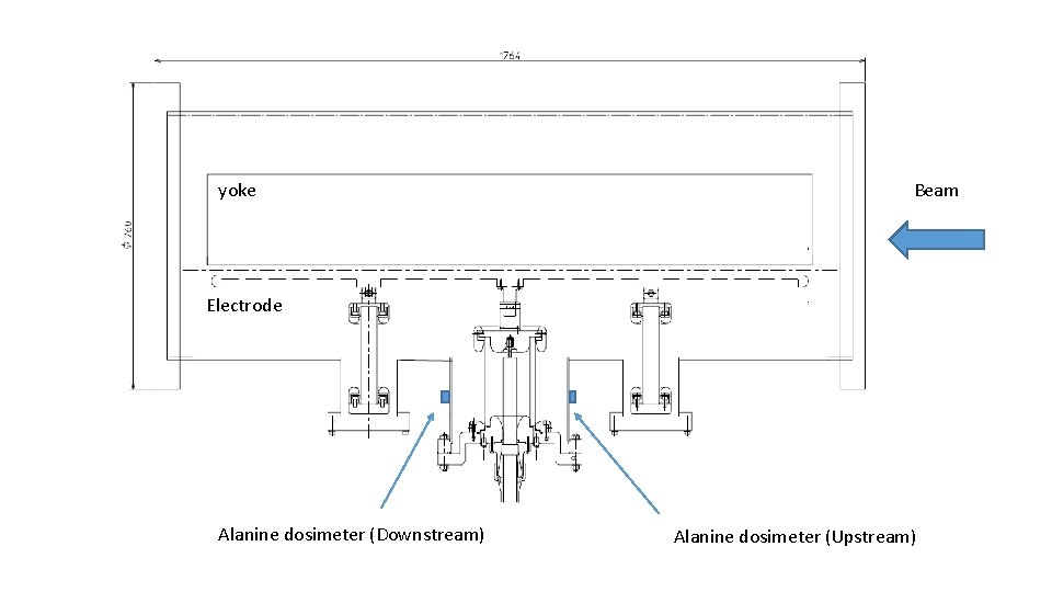 yoke Beam Electrode Alanine dosimeter (Downstream) Alanine dosimeter (Upstream) 