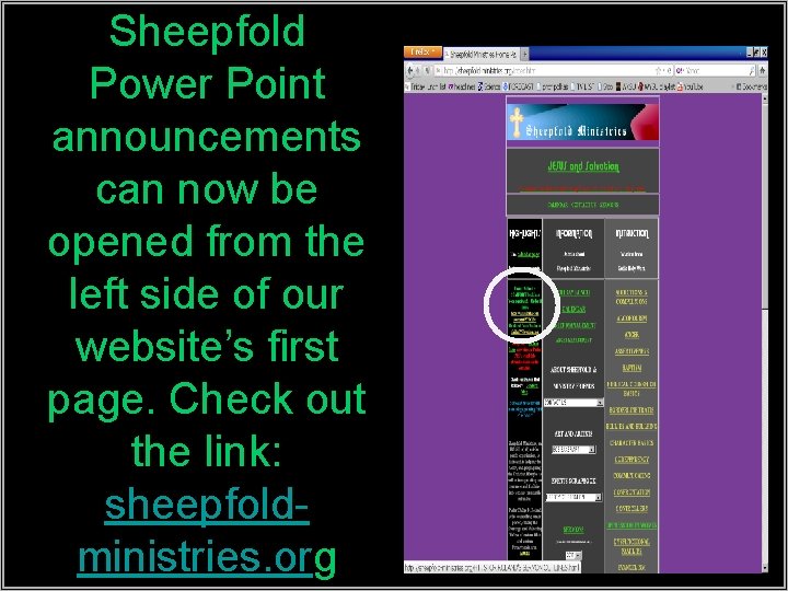 Sheepfold Power Point announcements can now be opened from the left side of our