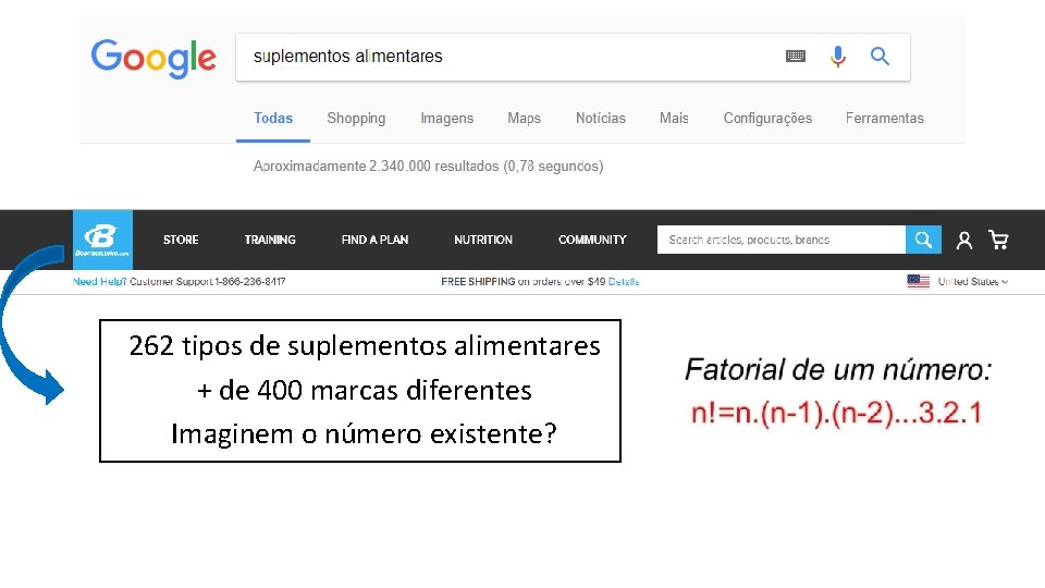 262 tipos de suplementos alimentares + de 400 marcas diferentes Imaginem o número existente?