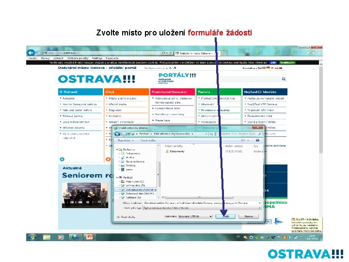 Zvolte místo pro uložení formuláře žádosti 