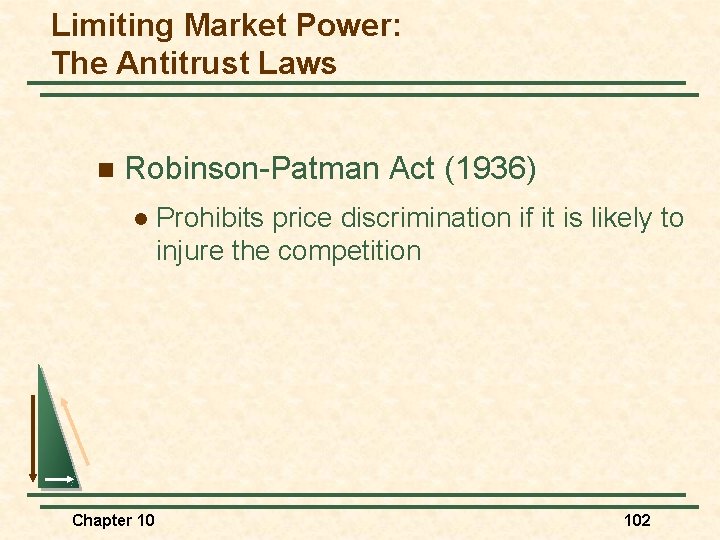 Limiting Market Power: The Antitrust Laws n Robinson-Patman Act (1936) l Chapter 10 Prohibits