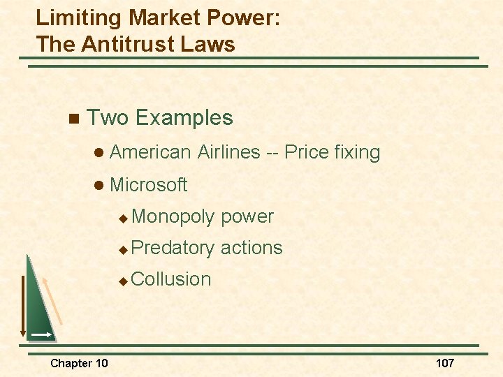 Limiting Market Power: The Antitrust Laws n Two Examples l American Airlines -- Price