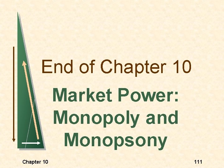 End of Chapter 10 Market Power: Monopoly and Monopsony Chapter 10 111 