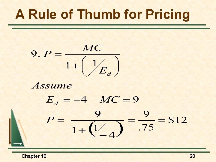 A Rule of Thumb for Pricing Chapter 10 28 