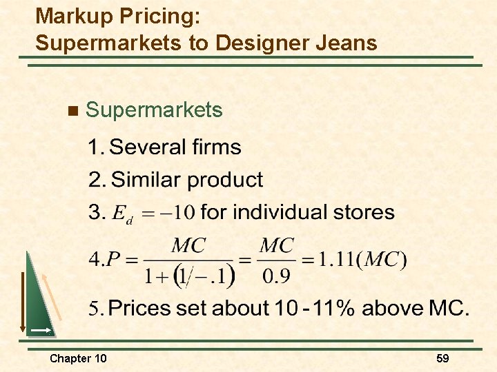 Markup Pricing: Supermarkets to Designer Jeans n Supermarkets Chapter 10 59 