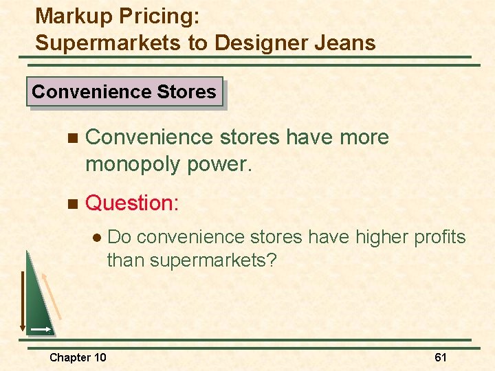 Markup Pricing: Supermarkets to Designer Jeans Convenience Stores n Convenience stores have more monopoly