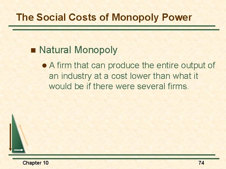 The Social Costs of Monopoly Power n Natural Monopoly l. A firm that can