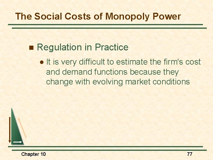 The Social Costs of Monopoly Power n Regulation in Practice l Chapter 10 It The Social Costs of Monopoly Power n Regulation in Practice l Chapter 10 It