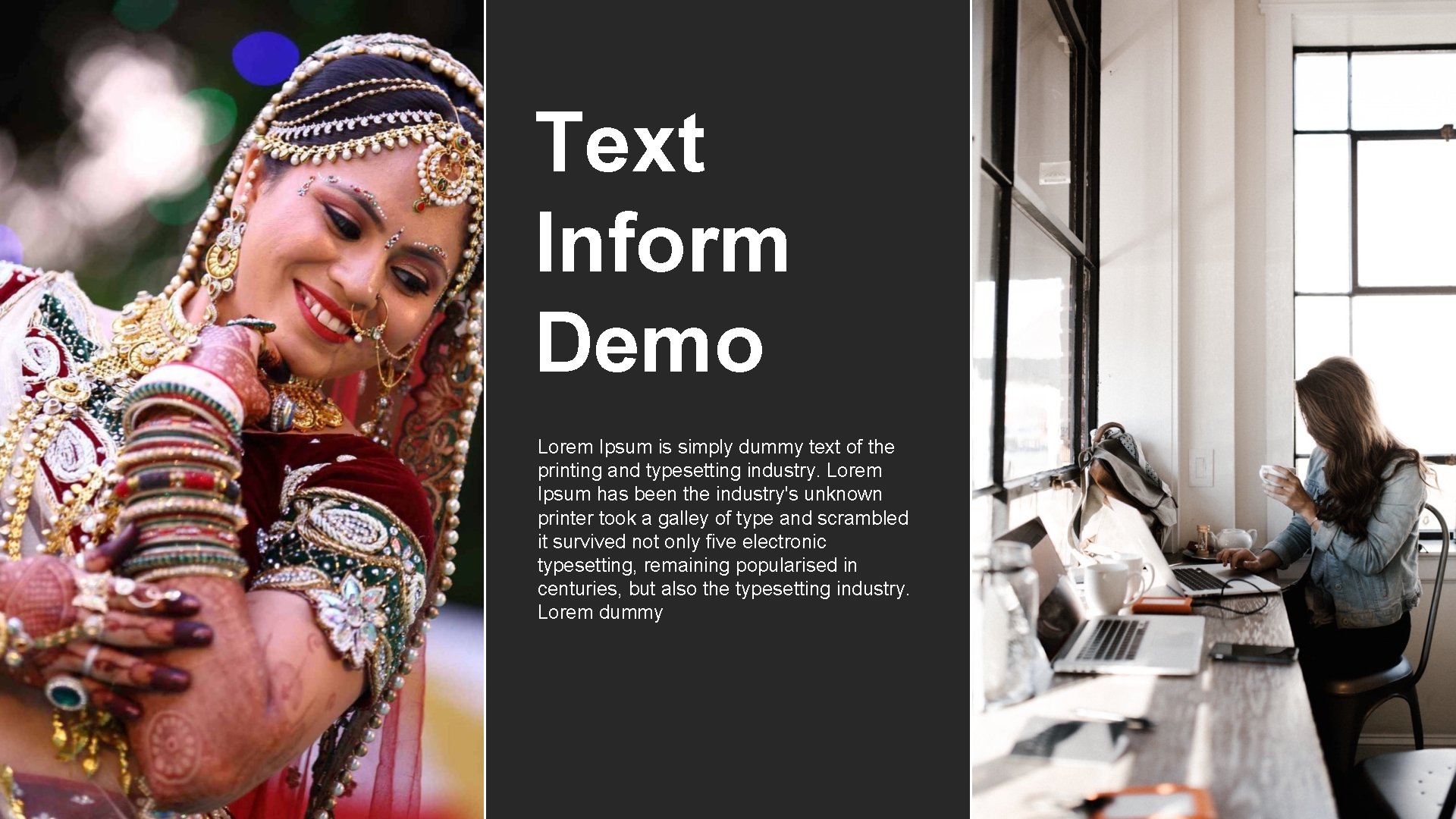 Text Inform Demo Lorem Ipsum is simply dummy text of the printing and typesetting