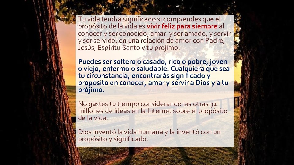 Tu vida tendrá significado si comprendes que el propósito de la vida es vivir