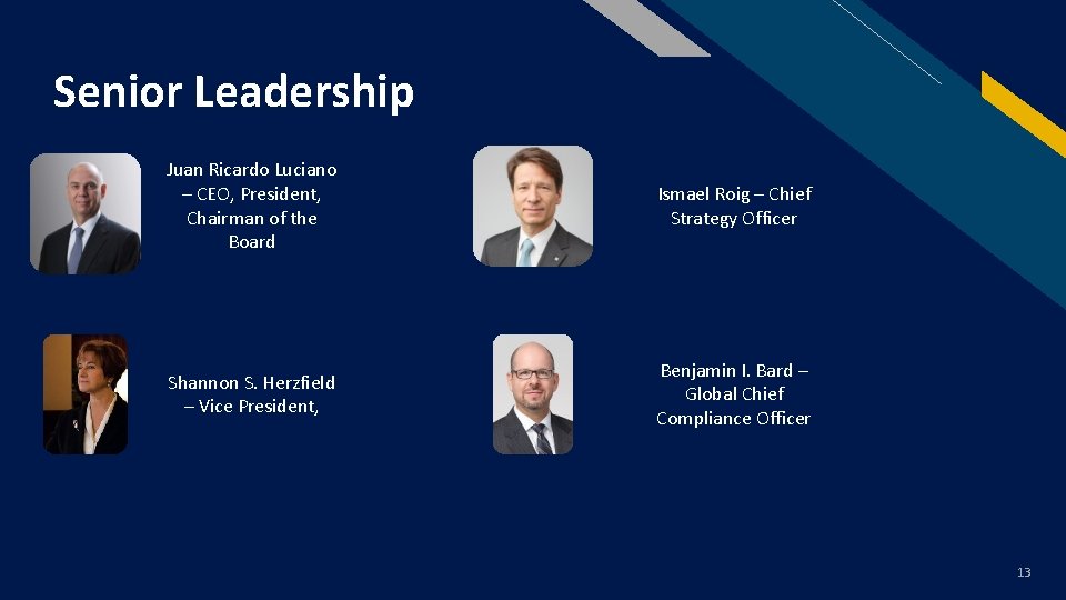 FR Senior Leadership Juan Ricardo Luciano – CEO, President, Chairman of the Board Ismael