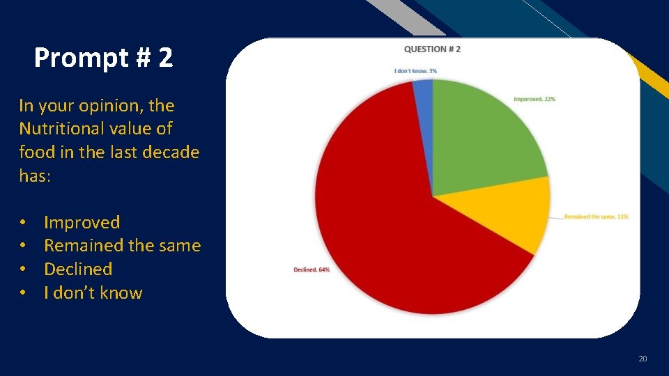Prompt # 2 FR In your opinion, the Nutritional value of food in the