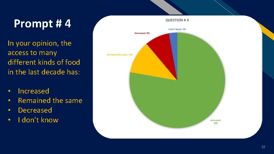 Prompt # 4 FR In your opinion, the access to many different kinds of