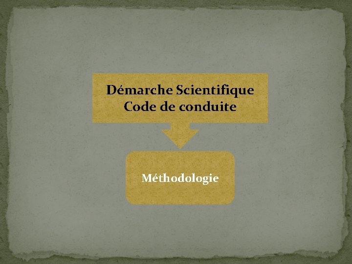 Démarche Scientifique Code de conduite Méthodologie 