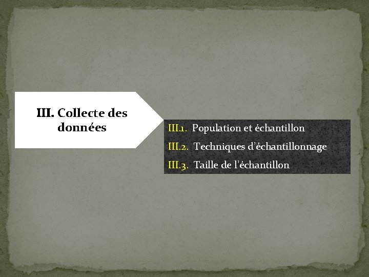 III. Collecte des données III. 1. Population et échantillon III. 2. Techniques d’échantillonnage III.