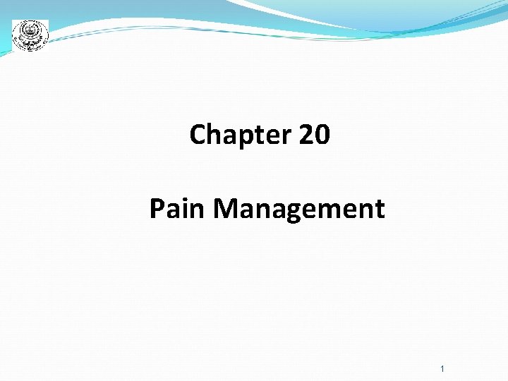 Chapter 20 Pain Management 1 