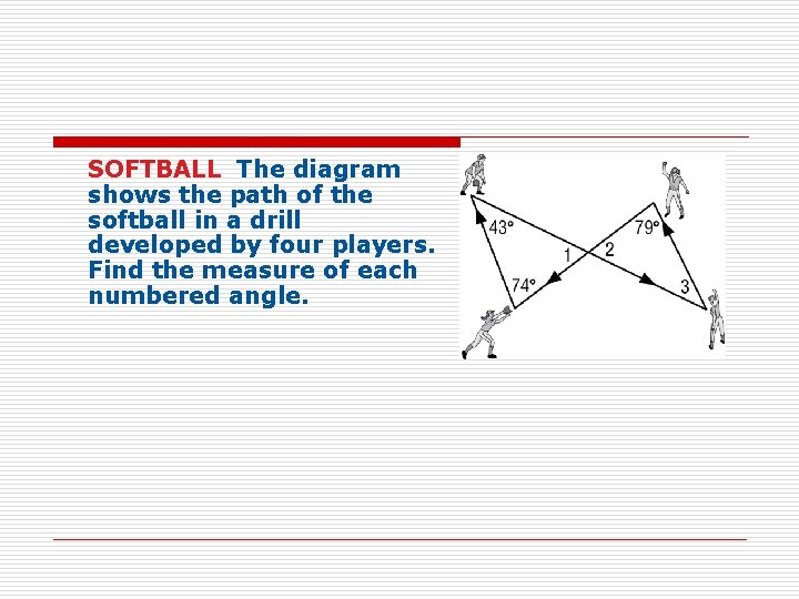 SOFTBALL The diagram shows the path of the softball in a drill developed by