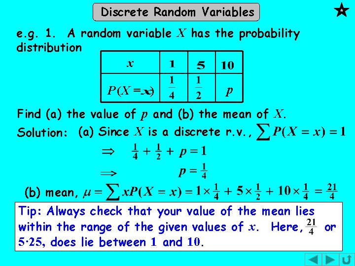 Discrete Random Variables e. g. 1. A random variable X has the probability distribution Discrete Random Variables e. g. 1. A random variable X has the probability distribution