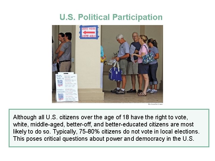 U. S. Political Participation Although all U. S. citizens over the age of 18