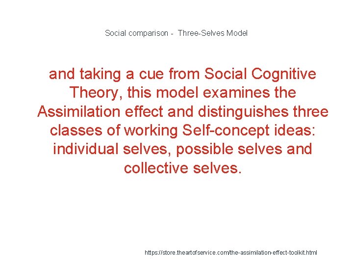 Social comparison - Three-Selves Model and taking a cue from Social Cognitive Theory, this