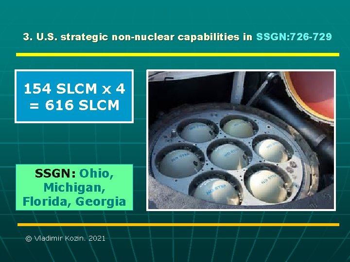 3. U. S. strategic non-nuclear capabilities in SSGN: 726 -729 154 SLCM x 4