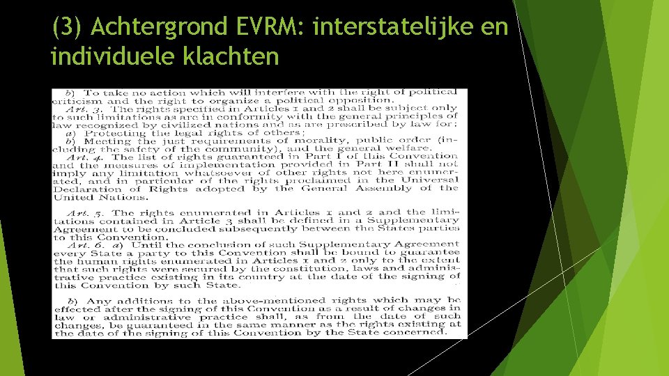 (3) Achtergrond EVRM: interstatelijke en individuele klachten 