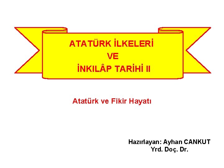 ATATÜRK İLKELERİ VE İNKIL P TARİHİ II Atatürk ve Fikir Hayatı Hazırlayan: Ayhan CANKUT