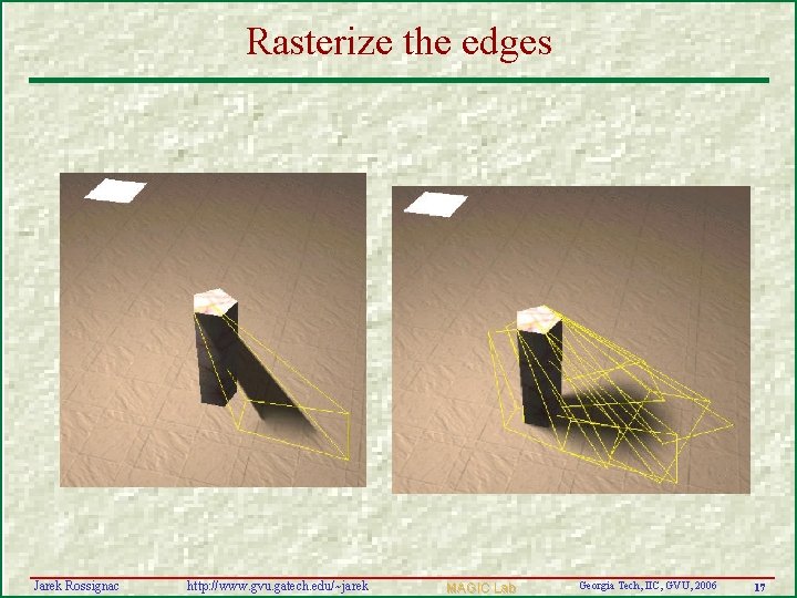 Rasterize the edges Jarek Rossignac http: //www. gvu. gatech. edu/~jarek MAGIC Lab Georgia Tech,