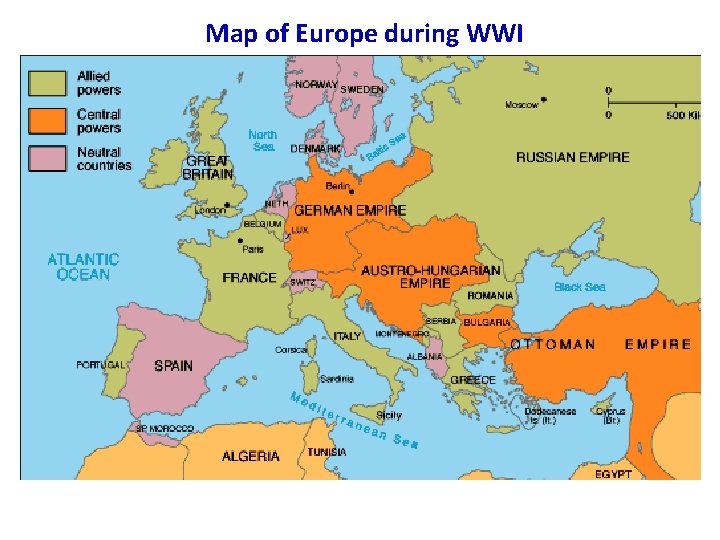 Map of Europe during WWI 