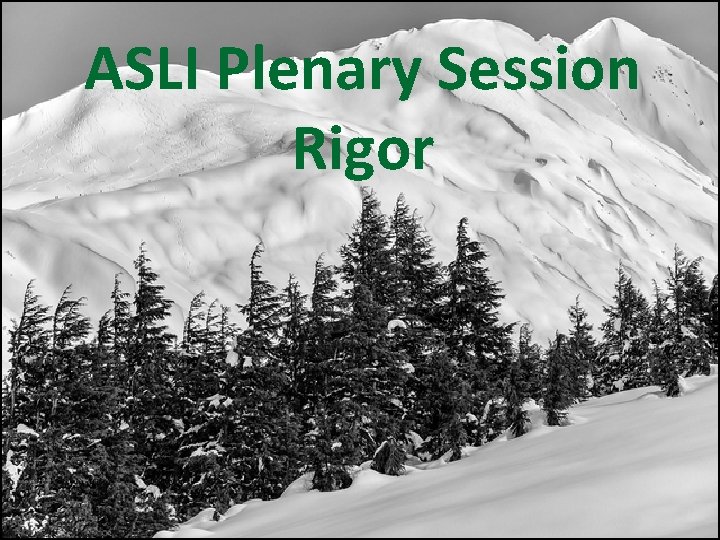 ASLI Plenary Session Rigor 