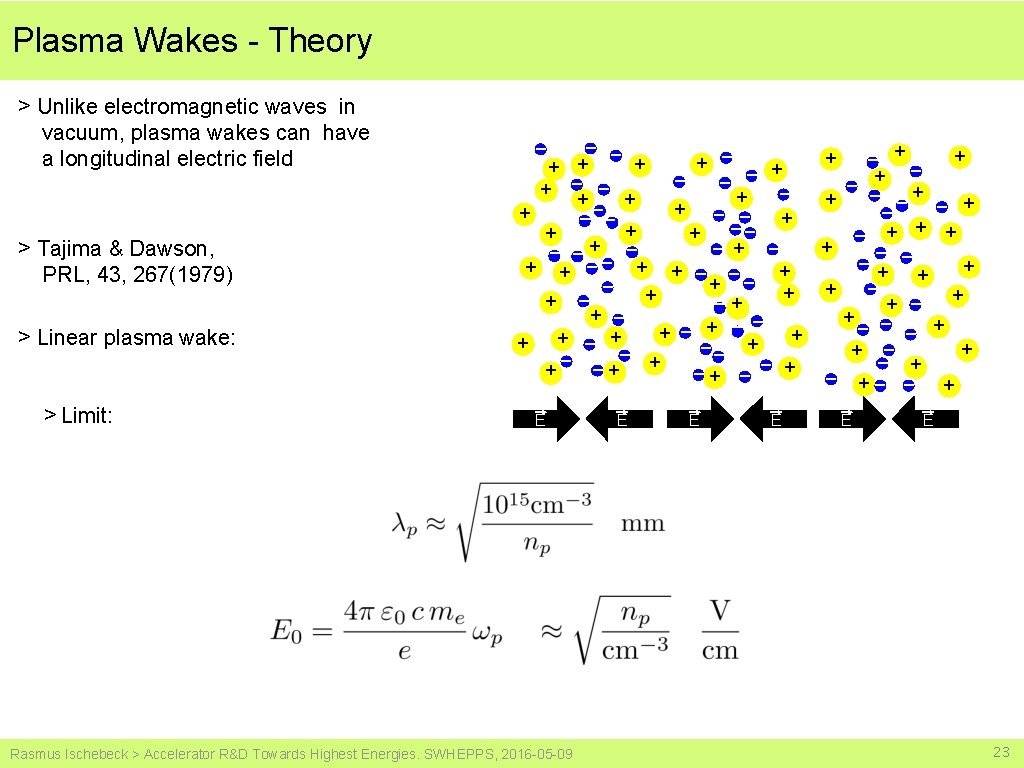 Plasma Wakes - Theory > Unlike electromagnetic waves in vacuum, plasma wakes can have