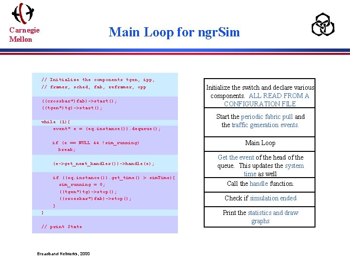 Main Loop for ngr. Sim Carnegie Mellon // Initialize the components tgen, ipp, //