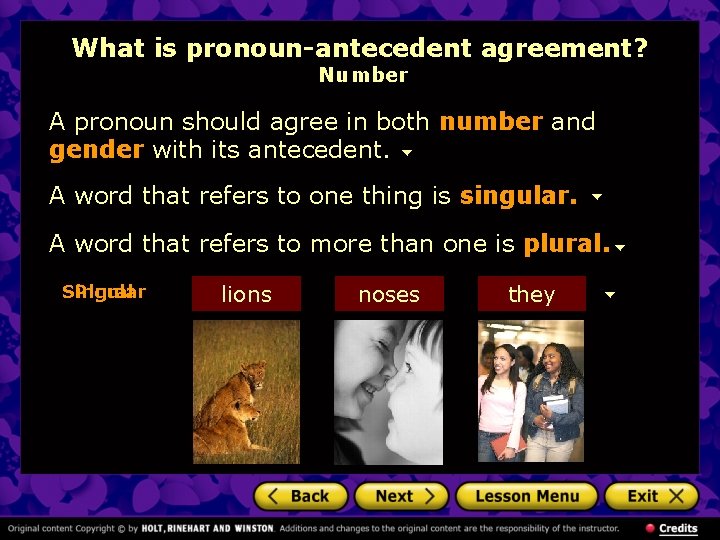 What is pronoun-antecedent agreement? Number A pronoun should agree in both number and gender