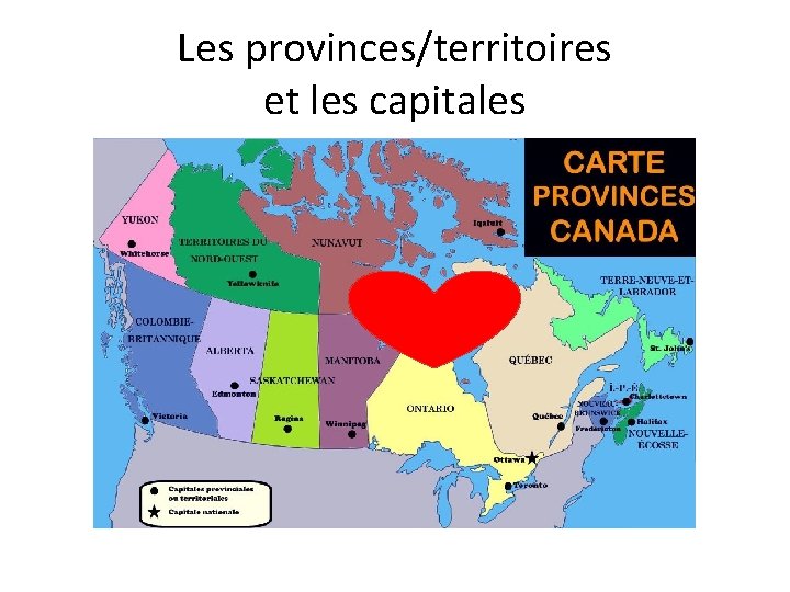 Les provinces/territoires et les capitales 