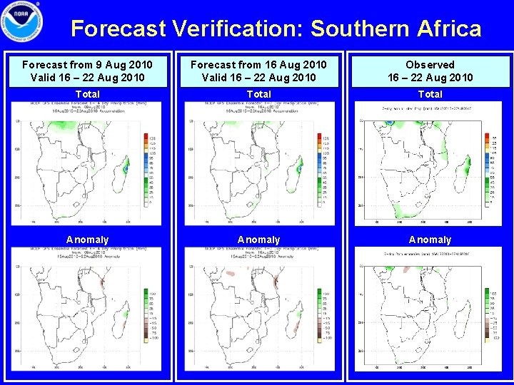 Forecast Verification: Southern Africa Forecast from 9 Aug 2010 Valid 16 – 22 Aug