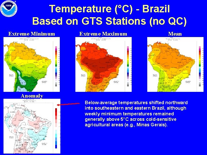 Temperature (°C) - Brazil Based on GTS Stations (no QC) Extreme Minimum Extreme Maximum