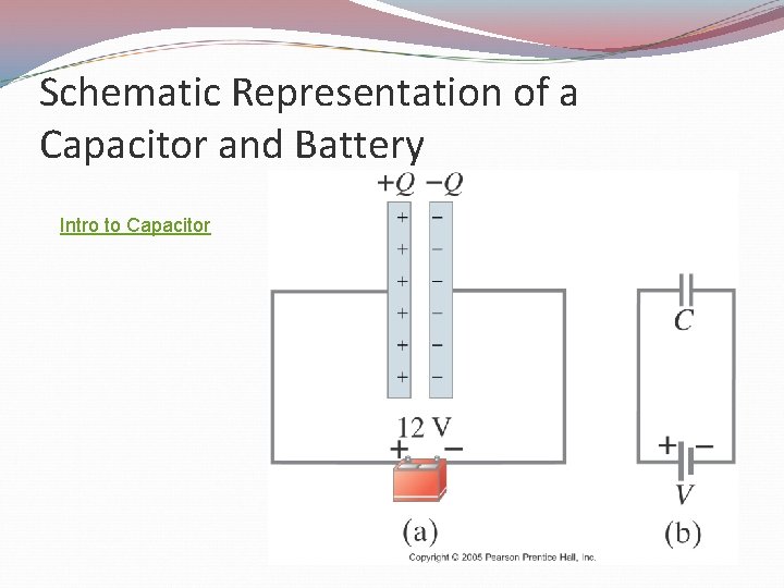 Schematic Representation of a Capacitor and Battery Intro to Capacitor 
