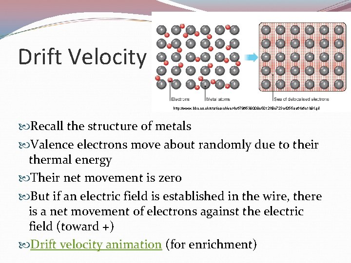 Drift Velocity http: //www. bbc. co. uk/staticarchive/4 e 6786539008 e 5012 ff 9 c