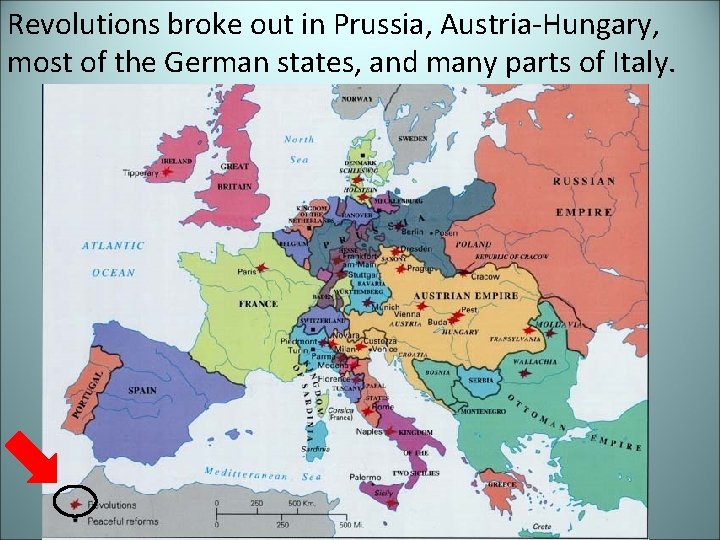 Revolutions broke out in Prussia, Austria-Hungary, most of the German states, and many parts