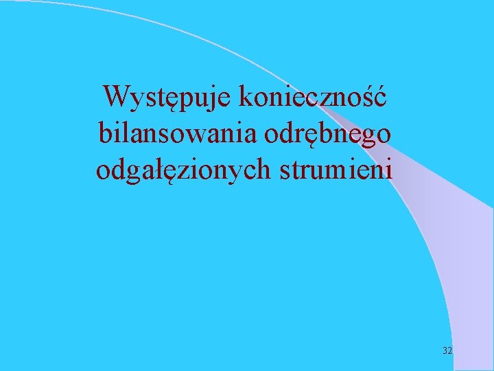 Występuje konieczność bilansowania odrębnego odgałęzionych strumieni 32 