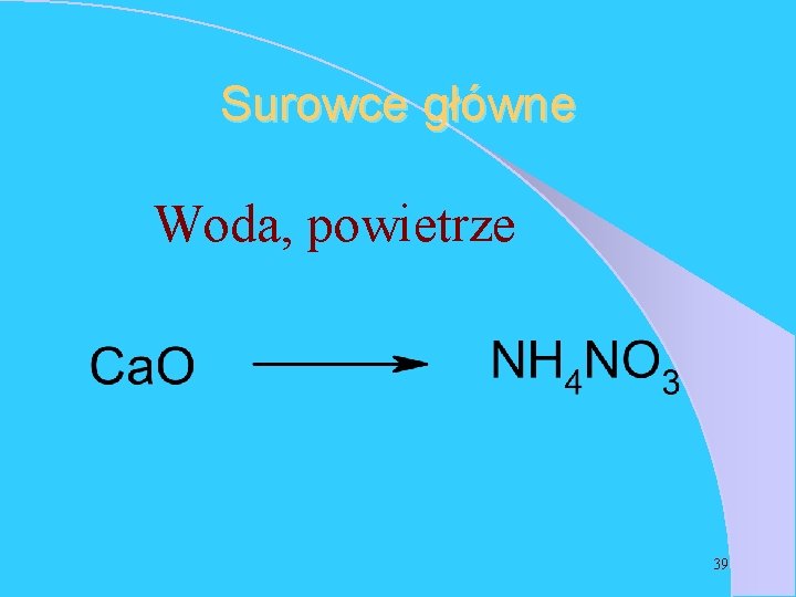 Surowce główne Woda, powietrze 39 