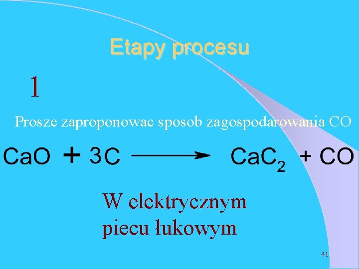 Etapy procesu 1 Prosze zaproponowac sposob zagospodarowania CO W elektrycznym piecu łukowym 41 