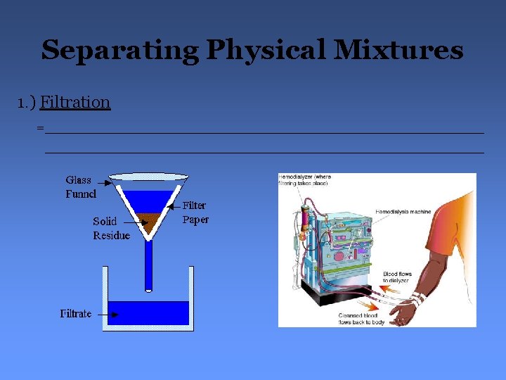 Separating Physical Mixtures 1. ) Filtration =______________________________________________________ 